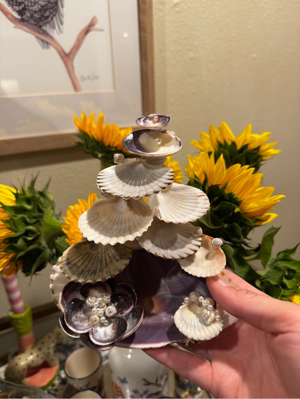 Handcrafted Natural Sea Shell Jewelry Trinket Holder Pearl Handmade Size Large
